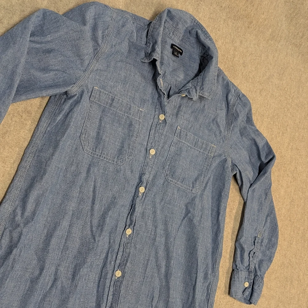 Like New! J Crew Button Up dress in indigo chambray Tunic Dress Country Chic S